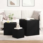 Ensemble de 3 tables d'appoint empilables en bois d'ingénierie noir