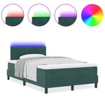 vidaXL Lit à ressorts avec matelas et LED vert foncé 120x200 cm en velours