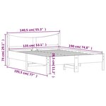 vidaXL Cadre de lit sans matelas 135x190 cm bois de pin massif