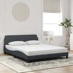 vidaXL Cadre de lit Dover gris foncé 152x203 cm velours
