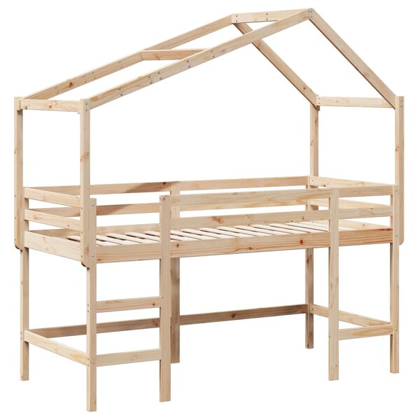 vidaXL Lit superposé et échelle et toit 90x200 cm bois de pin massif