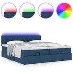 VidaXL Cadre de lit ottoman avec matelas bleu 180x200 cm tissu