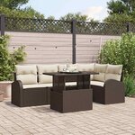 vidaXL Ensemble de canapé de jardin avec coussin 6 Pièces Marron et crème