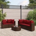vidaXL Salon de jardin avec coussins 6 Pièces marron résine tressée