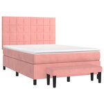vidaXL Sommier à lattes de lit avec matelas Rose 140x190 cm Velours