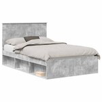 vidaXL Cadre de lit avec tête de lit Béton 120 x 190 cm Pin massif