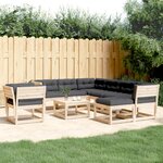 vidaXL Salon de jardin 8 Pièces avec coussins Bois de pin massif
