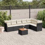 vidaXL Salon de jardin 8 Pièces avec coussins noir résine tressée