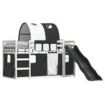vidaXL Lit superposé sans matelas avec toboggan blanc noir 80x200 cm