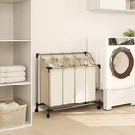 vidaXL Trieuse à linge avec 4 sacs Crème Acier