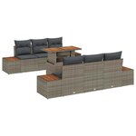 vidaXL Ensemble de canapé de jardin 7 Pièces Gris Poly rotin