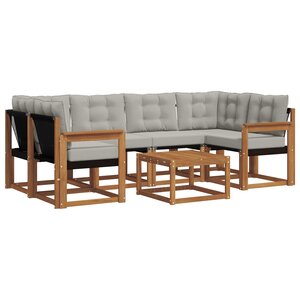 vidaXL Ensemble de canapés d'extérieur 7 pc Gris Naturel et Clair