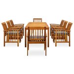 vidaXL Ensemble à manger de jardin 9 Pièces avec coussins Acacia solide