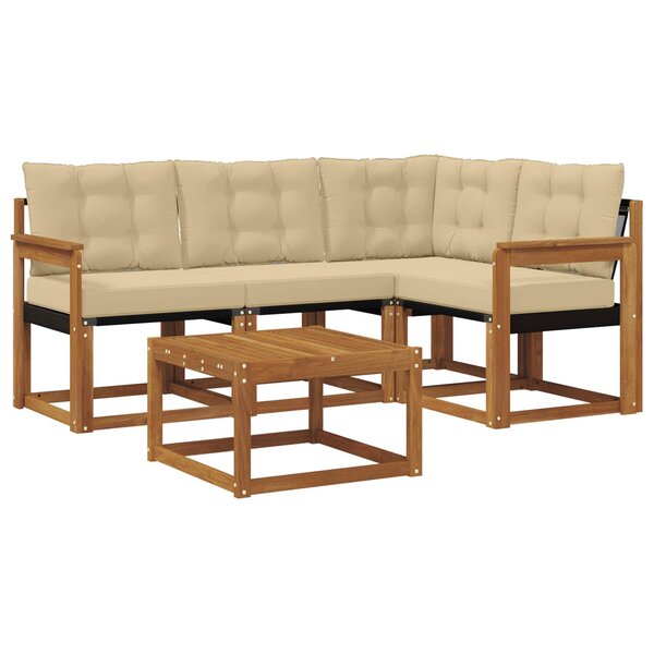 vidaXL Ensemble de canapés d'extérieur 5 Pièces Naturel et Beige