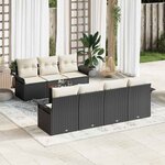 vidaXL Ensemble de canapé de jardin 8 Pièces Noir  Crème 55 x 55 x 37 cm