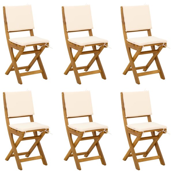 vidaXL Chaises de bistrot d'extérieur avec coussin 6 Pièces Crème blanc