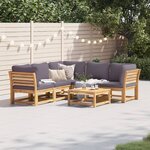 vidaXL Salon de jardin 6 Pièces avec coussins bois d'acacia solide