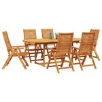 vidaXL Ensemble de salle à manger pour jardin 7 Pièces Marron