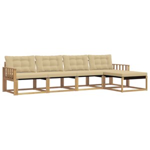 vidaXL Ensemble de canapés d'extérieur 5 pc Blanc et Beige