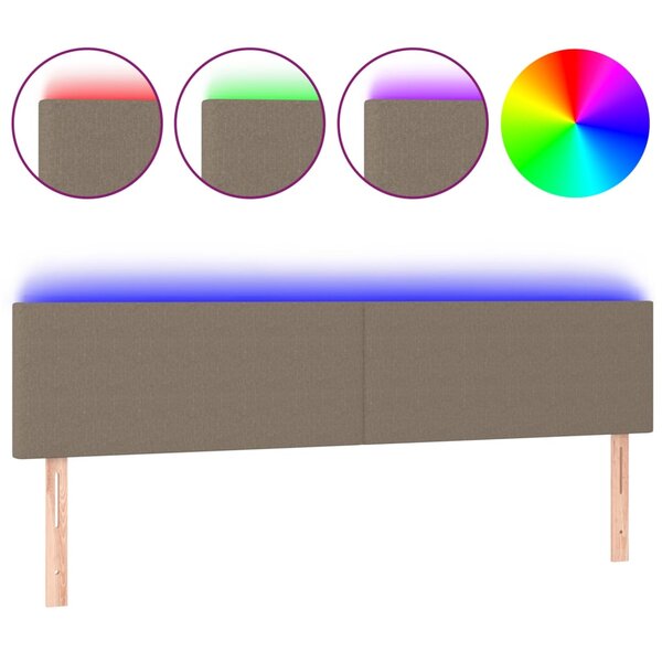 vidaXL Tête de lit à LED Taupe 180x5x78/88 cm Tissu