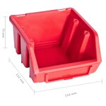 vidaXL Kit de bacs de stockage et panneaux muraux 96 Pièces Rouge et noir