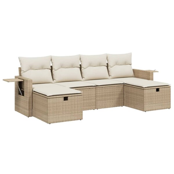 vidaXL Salon de jardin avec coussins 6 Pièces beige résine tressée