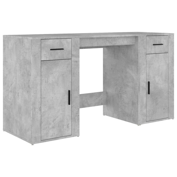 vidaXL Bureau avec armoire gris béton bois d'ingénierie