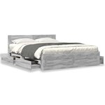 vidaXL Cadre de lit et tête de lit sans matelas sonoma gris 160x200 cm