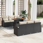 vidaXL Ensemble de canapé de jardin avec coussin 7 Pièces Noir et crème