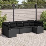 vidaXL Ensemble de canapé de jardin 7 Pièces Noir Poly Rattan