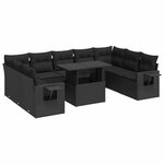 vidaXL Salon de jardin 10 Pièces avec coussins noir résine tressée