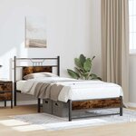 vidaXL Cadre de lit sans matelas chêne fumé 90x200cm bois d'ingénierie