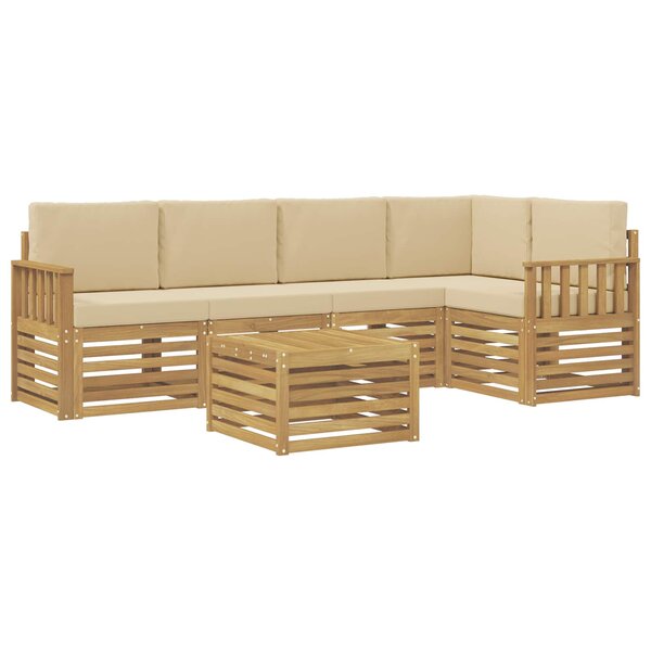 vidaXL Ensemble de canapés d'extérieur 6 pc Blanc et Beige Polyester