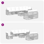 vidaXL Ensemble de canapé de jardin 9 Pièces Gris et Gris foncé polyrotin
