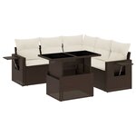 vidaXL Salon de jardin avec coussins 6 Pièces marron résine tressée