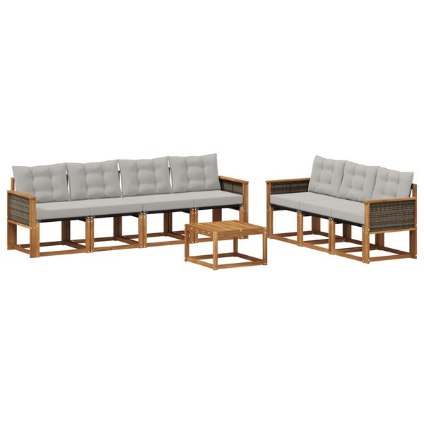 vidaXL Ensemble de canapés d'extérieur 8 pc Naturel et gris clair