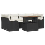 vidaXL Ensemble de canapé de jardin 7 Pièces Noir Poly rotin