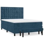 vidaXL Sommier à lattes de lit et matelas Bleu foncé 140x200cm Velours