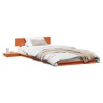 vidaXL Cadre de lit au sol avec tables de chevet Marron ciré 100x200cm en bois massif