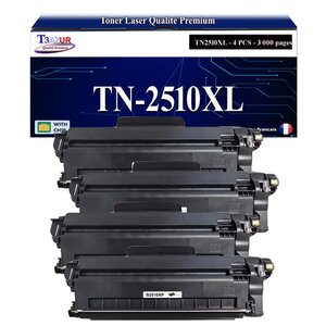 T3AZUR - 4x Toners compatibles avec Brother DCP-L2627DWE  L2627DW  L2665DW  L2620DW  L2400DWE  MFC-L2800DW  L2835DW  HL-L2445DW  TN2510  TN2510XL