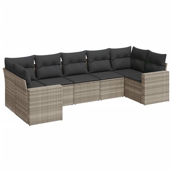 vidaXL Salon de jardin avec coussins 7 Pièces gris clair résine tressée