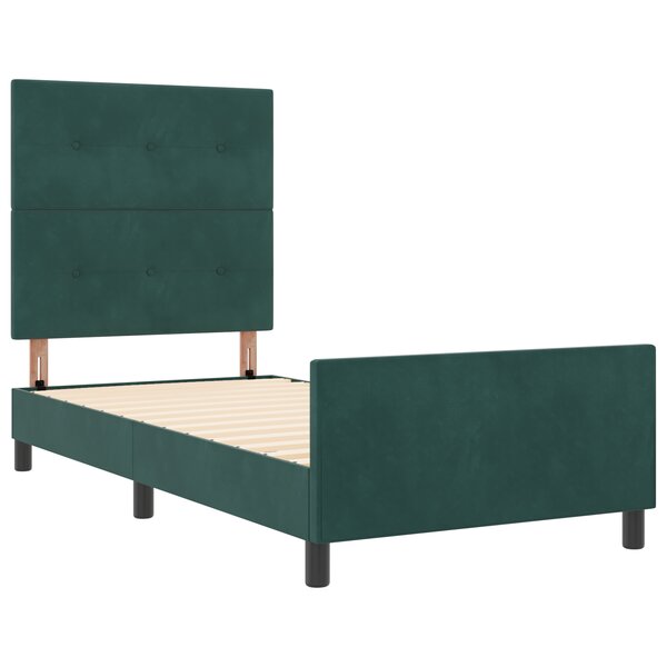 Cadre de lit vidaXL Vert foncé 90x200 cm en Velours