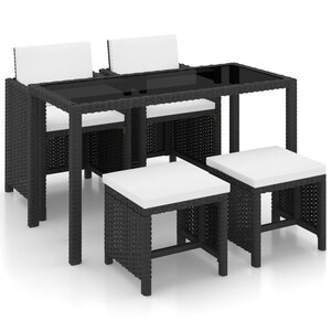 vidaXL Ensemble à manger d'extérieur 5 Pièces coussin Résine tressée Noir