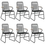 vidaXL Ensemble à dîner de jardin 7 Pièces Noir Rotin PVC