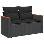 vidaXL Salon de jardin 10 Pièces avec coussins noir résine tressée