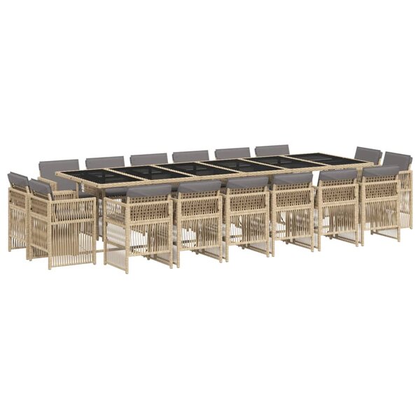 vidaXL Ensemble à manger de jardin et coussins 17 Pièces mélange beige