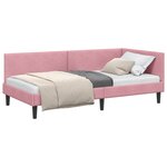 vidaXL Cadre de lit d'angle Rose 90 x 190 cm Velours