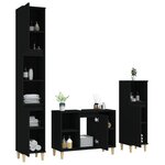 vidaXL Ensemble de meubles salle de bain 3 Pièces noir bois d'ingénierie