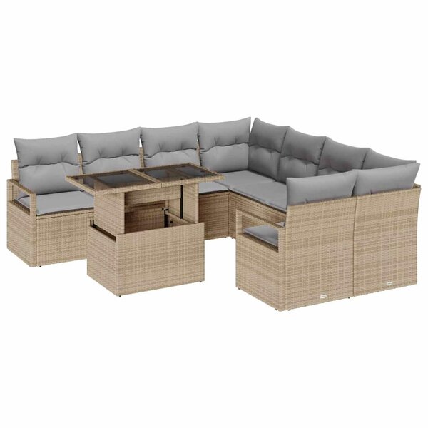 vidaXL Ensemble de canapé de jardin 9 Pièces beige et gris clair