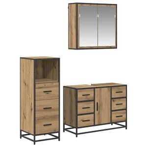 vidaXL Ensemble de mobilier de salle de bain 3 Pièces chêne artisanal